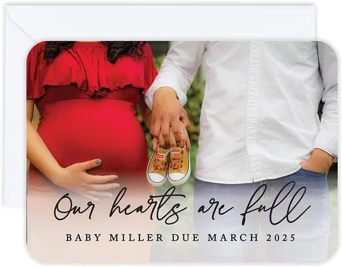 Miniatura 29 de Andaz Press Tarjetas de anuncios de embarazo personalizadas con sobres, Baby Is On The Way Ideas personalizadas para revelar ideas de anuncio de El