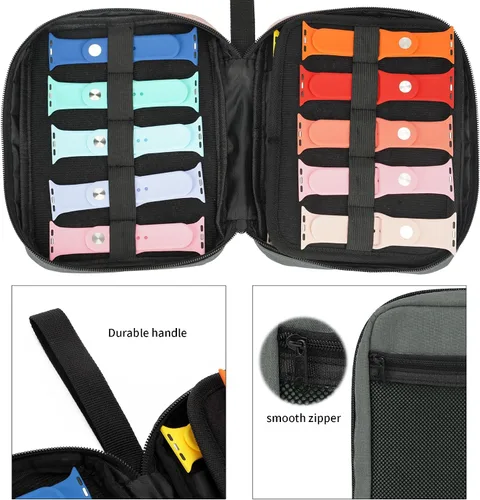 Miniatura 2 de Funda de transporte de almacenamiento para 20 correas de reloj, compatible con relojes, soporte de correa de reloj expandible, almacena 20 correas