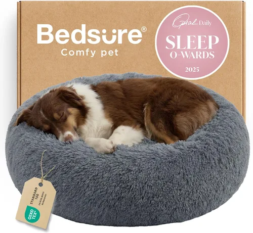 Miniatura 57 de Bedsure - Cama relajante para perro mediano, lavable, tipo dona, cama para gato, antideslizante, redonda, afelpada, mullida, de piel sintética