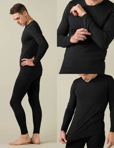 Miniatura 3 de LAPASA Conjunto de ropa interior térmica para hombre con forro polar suave, calzoncillos largos, peso ligeromediopesado, capa base superior e