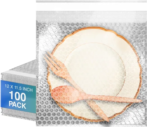 Bolsa de burbujas de envío, 12 x 11.5 pulgadas. Paquete de 100 bolsas transparentes para embalaje. Bolsas de burbujas autoselladas para embalar.