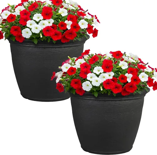Miniatura 16 de Sunnydaze Anjelica - Maceta grande de plástico para plantas, maceta grande de plástico de doble pared para exteriores con agujeros de drenaje Óxido
