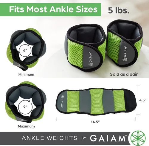 Miniatura 2 de Gaiam Ankle Weights, Wearable Bracelet to Strengthen, Tone & Sculpt, Adjustable Ankle Weights for Women & Men for Yoga, Dance, Pilates, Barre