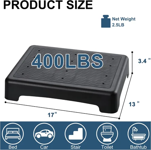 Miniatura 3 de Taburete móvil, plataforma antideslizante para interiores y exteriores, ayuda de escalera portátil para adultos y personas mayores para escaleras