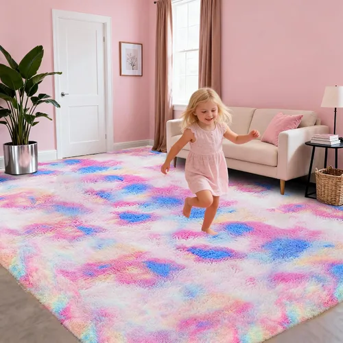 Miniatura 14 de Alfombra negra lanuda para sala de estar o dormitorio, ultra suave y esponjosa, alfombra peluda de 4 x 6 pies, alfombra de noche de felpa