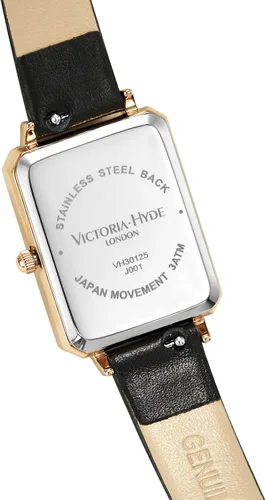 Miniatura 3 de VICTORIA HYDE Precioso reloj para mujer esfera de nácar verde elegante reloj rectangular con correa de cuero negro