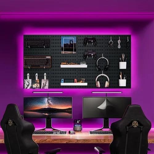 Miniatura 3 de Kit de combinación de tablero de clavijas para organizador de pared, kits de tablero de clavijas montadas en la pared para cocina, dormitorio, Negro