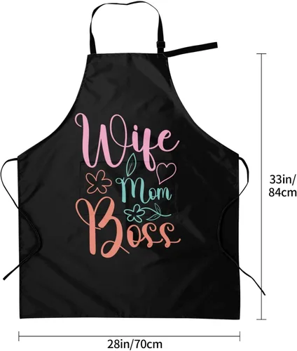 Miniatura 4 de Wife Mom Boss Aprons With Pockets Men Women Waterproof Adjustable Bib Apron Kitchen Gardening Salon Aprons For Cooking