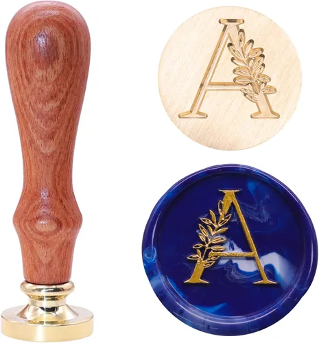 Miniatura 9 de SWANGSA Kit de Sello de Cera con Inicial del Alfabeto H, Sello de Sellado de Letras con Hojas Botánicas Elegantes Vintage con Perlas de Cera