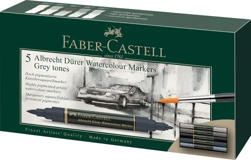Miniatura 3 de Faber-Castell Albrecht Durer - Marcadores de acuarela - Tonos grises - Cartera de 5, marcadores de acuarela para adultos