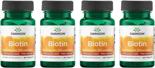 Miniatura 3 de Swanson Biotina - Liberación temporal 10,000 mcg 60 pestañas (paquete de 2)