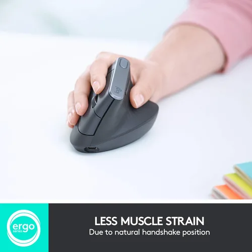 Miniatura 2 de Logitech MX - mouse inalámbrico vertical – diseño ergonómico avanzado que reduce la tensión muscular, controla y mueve contenido entre 3
