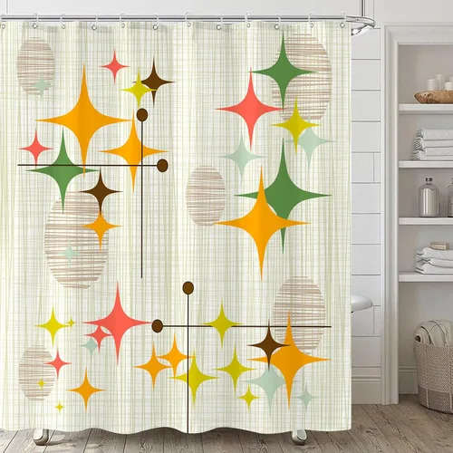 Miniatura 14 de Cortina de ducha extra larga de eucalipto gris y blanco de 84 pulgadas, cortinas de ducha de hojas florales grises para baño, cortina de baño