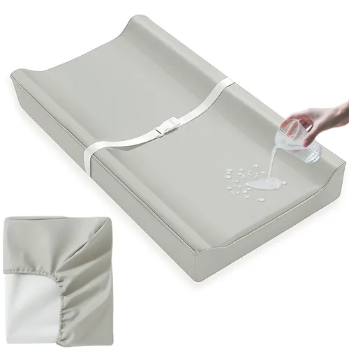 Miniatura 7 de Fundas de cambiador de pañales de cuero vegano para niña, niño, impermeable y lavable, suave funda para cambiador de pañales. Se adapta a Beige
