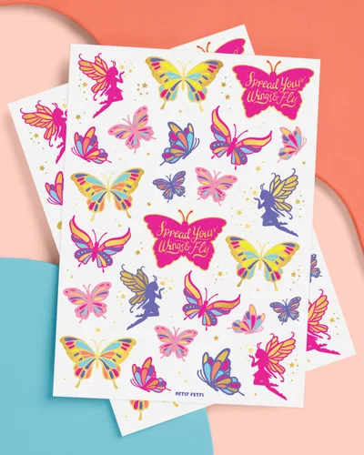 Miniatura 4 de xo, Fetti Tatuajes de mariposa - 34 estilos de aluminio Suministros para fiesta de cumpleaños, recuerdos de fiesta de mariposas, decoración