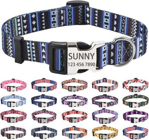 Miniatura 8 de Collares de perro personalizados Mihqy, collar de perro personalizado con nombre y número de teléfono, múltiples patrones y 4 tamaños, collar