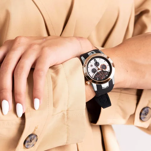 Miniatura 9 de MULCO Watches for Women - Lady D - Silver Stainless Steel Case with Wrist Silicone Band, Large Face with Mother of Pearl and Rose Gold, Quartz