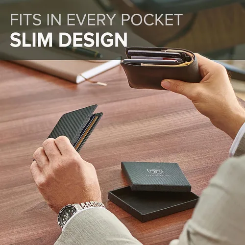 Miniatura 3 de TRAVANDO Billetera con clip para dinero, bolsillo frontal, delgada, con bloqueo RFID, tarjetero de crédito, mini plegable