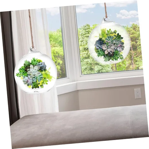 Miniatura 8 de BESTonZON 6 jarrones colgantes de terrario para plantas suculentas, macetas decorativas de interior, botellas ecológicas hidropónicas de vidrio