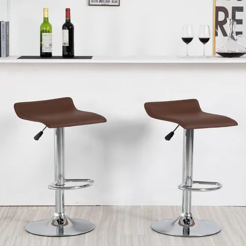 Miniatura 4 de BestOffice Juego de 2 taburetes de bar ajustables, taburetes de bar con modernos taburetes giratorios de piel sintética para silla de altura