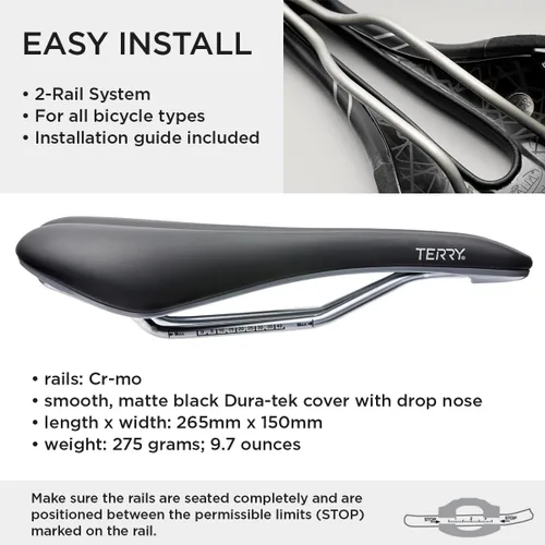 Miniatura 5 de Terry Raven - Sillín de bicicleta para hombre y mujer, flexible y cómodo, funda sintética Dura-Tek