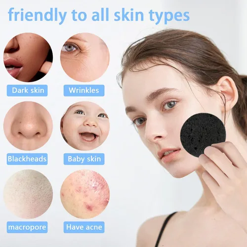 Miniatura 5 de Esponjas faciales comprimidas de celulosa natural, esponja facial de forma redonda, para limpieza facial, exfoliación y eliminación de maquillaje