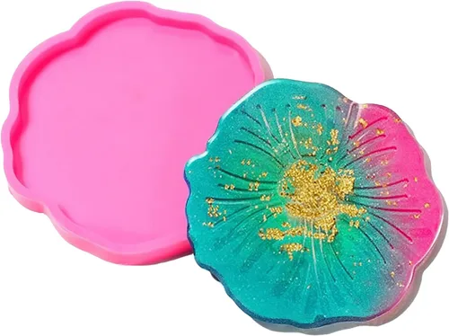Miniatura 13 de Moldes epoxi de resina para fundición de geoda de silicona en forma de flor para hacer alfombrillas de taza, posavasos de ágata, soporte para copas