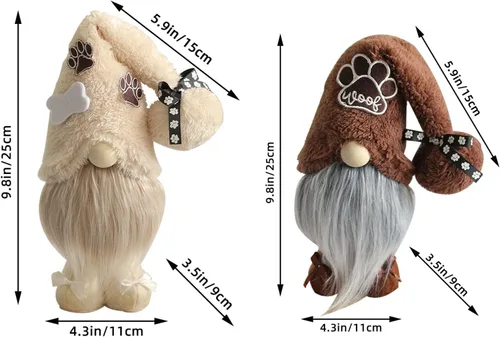Miniatura 5 de 2 gnomos de peluche para perro, decoración para el hogar, hecha a mano, figuritas suecas Tomte, gnomos de patas y huesos para invierno, Navidad, Set