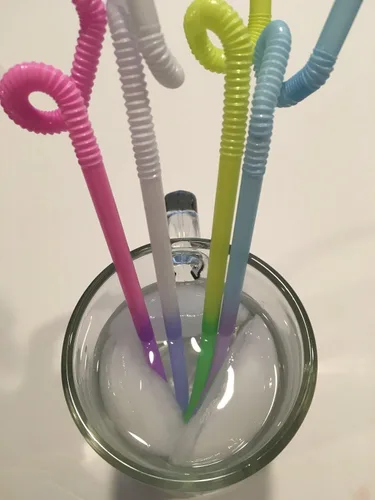 Miniatura 2 de FunFlex - Pajitas desechables que cambian de color que se estiran y se doblan, paquete de 2