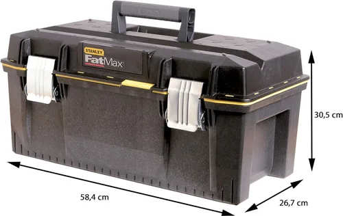 Miniatura 8 de STANLEY FATMAX - Caja de herramientas impermeable de 22.8 in, resistente al agua, gran capacidad de almacenamiento, ranura en V para corte extra