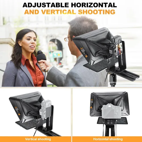 Miniatura 3 de LENSGO Teleprompter de aluminio de 14.5 pulgadas para iPad Tablet, cámaras DSLR con control remoto, aplicación compatible con iOS/Android, indicador