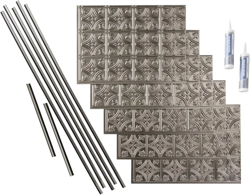 Miniatura 7 de FASÄDE Kit decorativo para salpicaduras de vinilo de estilo tradicional y patrón 1 de 15 pies cuadrados en bronce argente Bronce de plata