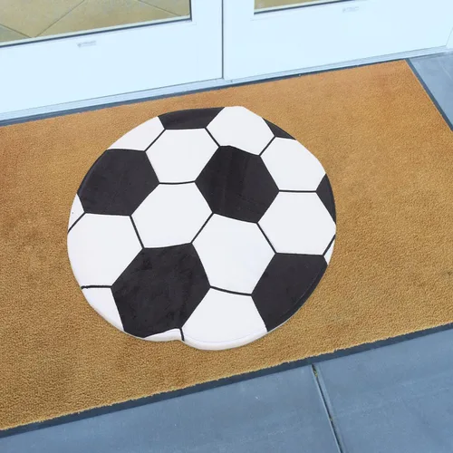 Miniatura 2 de SEWACC Alfombra de fútbol – Alfombra redonda de poliéster para silla de oficina, alfombra decorativa de entrada de 23.6 pulgadas, color blanco