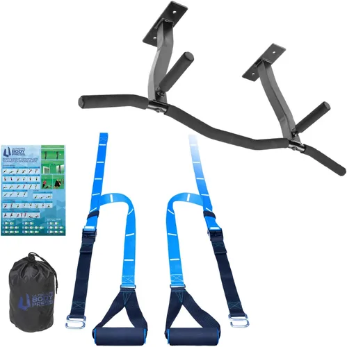 Miniatura 8 de Ceiling Mount Pull Up Bar with Reversible Risers for 16 and 24 Inch Joists with Optimum Grip Spacing by Ultimate Body Press