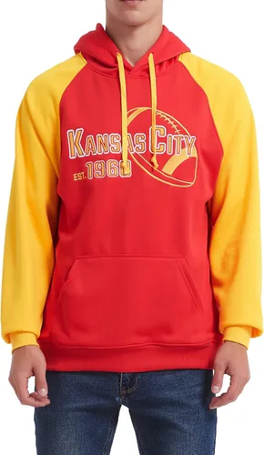 Miniatura 2 de RZUO Sudadera con capucha suave para hombre con bordado de fútbol clásico de la ciudad
