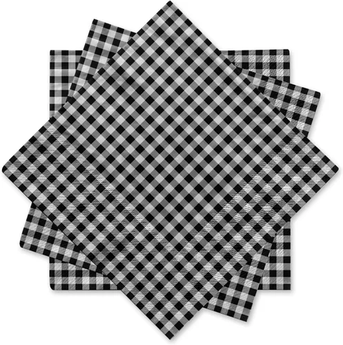 Gatherfun Servilletas de papel desechables a cuadros blancos y negros para cenas, picnic y fiestas (paquete de 50)