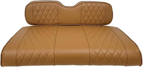 Miniatura 13 de Huskey Parts Company 2 piezas de fundas de asiento para carrito de golf marrón con costura en diamante para Club Car DS 2000.5-2013, vinilo de grado