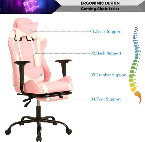 Miniatura 6 de Silla de juegos para adultos con reposapiés, silla de carreras, silla de PC, silla de jugador, silla de juegos de carreras, silla reclinable barata