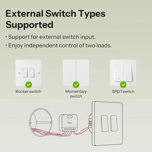Miniatura 4 de SONOFF MINI Duo - Interruptor inteligente Zigbee de 2 canales, Zigbee 3.0, carga total de 16 A, control remoto y automatizado a través de Zigbee