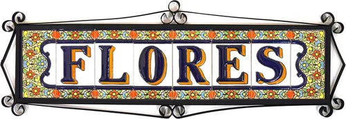 Miniatura 4 de FLORES MEDIANO - Azulejos de letras de casa pintados a mano de 4,29" x 2,13" para letreros, direcciones y nombres Letra "V