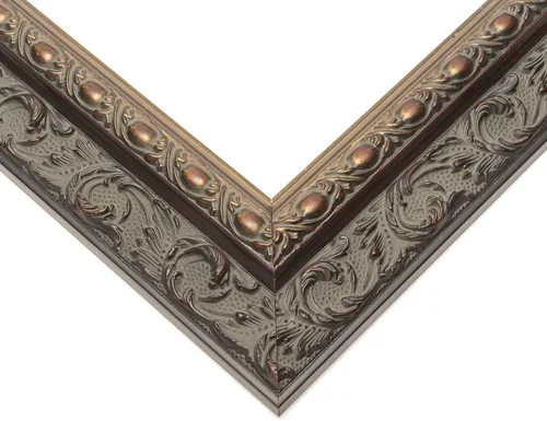 Miniatura 2 de Marco de 5 x 5 pulgadas, marco de fotos de madera maciza Fitz adornado en negro y dorado, ancho de 2 pulgadas, profundidad interior de 0.5 pulgadas