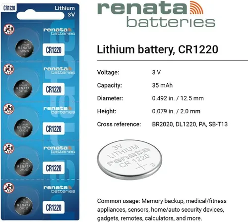 Miniatura 2 de Renata CR1220 Baterías – Batería de litio de 3 V 1220 (2 unidades)