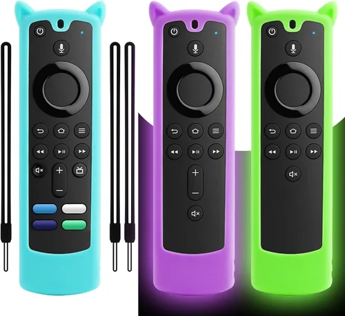 Miniatura 14 de Paquete de 2 fundas protectoras para control remoto, funda de silicona para control remoto que brilla en la oscuridad con cordón