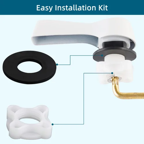 Miniatura 6 de Hygie Rinse Palanca de inodoro de metal, reemplazo de palanca de descarga, mango universal de montaje frontal con cadenas de solapa de acero Blanco