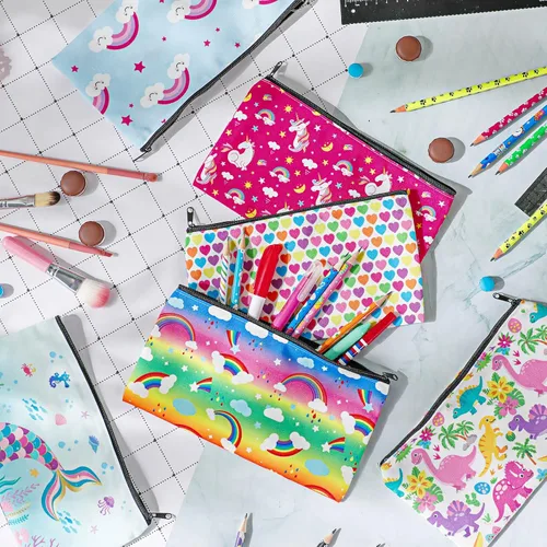 Miniatura 6 de Ctosree Estuche para lápices con cremallera de dibujos animados para niños y niñas, regalo de regreso a clases, lindo dinosaurio, unicornio