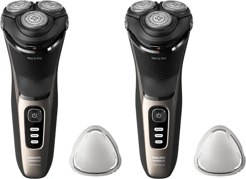 Miniatura 4 de Philips Norelco Shaver 3000 Series, afeitadora eléctrica en seco y húmedo, P-Cap, bolsa de viaje, color oro ceniza, modelo S3242/90