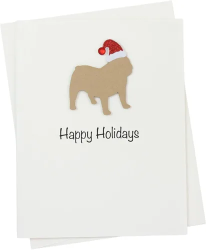 Miniatura 37 de Black Doodle Bernedoodle - Tarjetas de Navidad (10 unidades), hechas a mano, base blanca, perro con sombrero de Papá Noel Negro