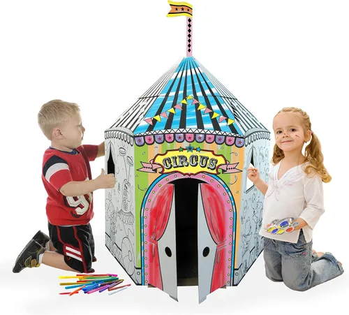 Miniatura 2 de Adventure Awaits! Casa de juegos de circo de cartón para niños, colorea, dibuja y personaliza, ideal para el tiempo de juego y el tiempo de artes
