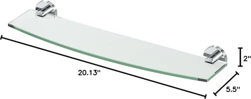 Miniatura 3 de Gatco 4666 Reveal - Estante de vidrio templado curvado montado en la pared de 20.13 pulgadas de ancho x 5.40 pulgadas de profundidad Estante