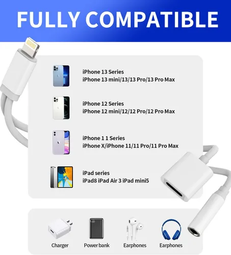Miniatura 6 de Zoyuzan Adaptador AUX para iPhone, paquete de 2, Lightning a auxiliar de 0.138 in, audio certificado, doble funcionalidad, pequeño y portátil